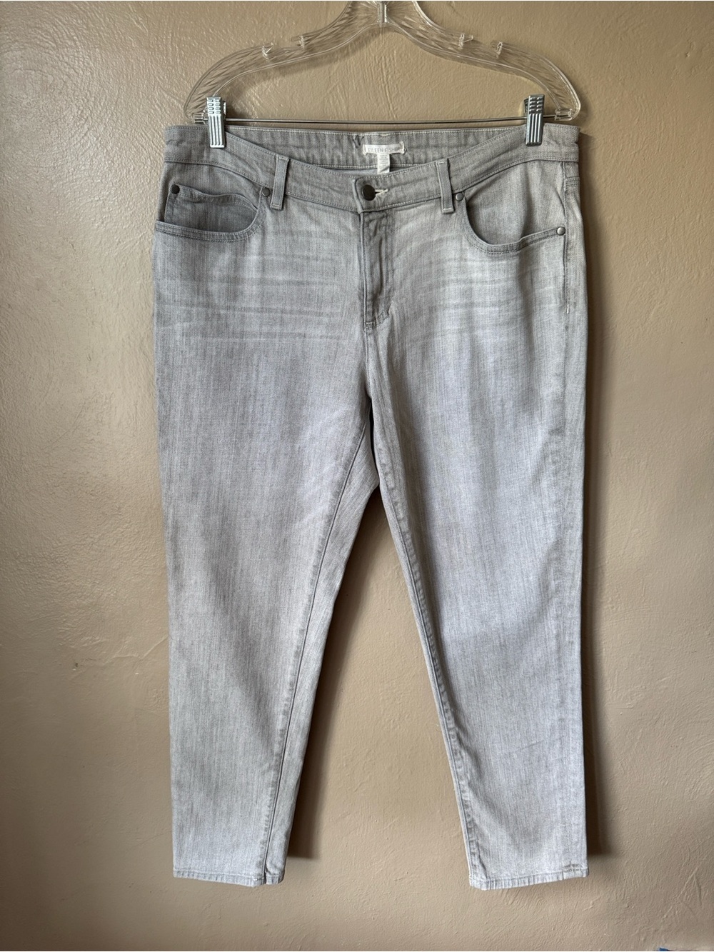 Eileen Fisher Gray Tapered Ankle Jeans from organic cotton denim Size 12